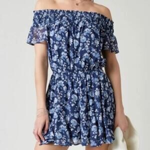Trixxi Francesca's Off The Shoulder Romper Floral Boho Pattern Womens Medium NWT
